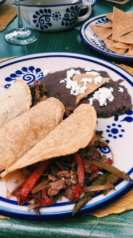 traditional tacos and refried beans