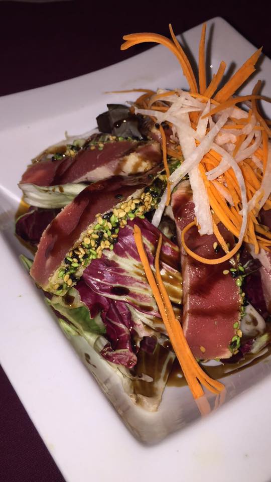 seared ahi tuna salad and the caprese salad