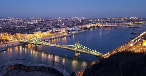 Night view of Budapest from Gellert Hill.