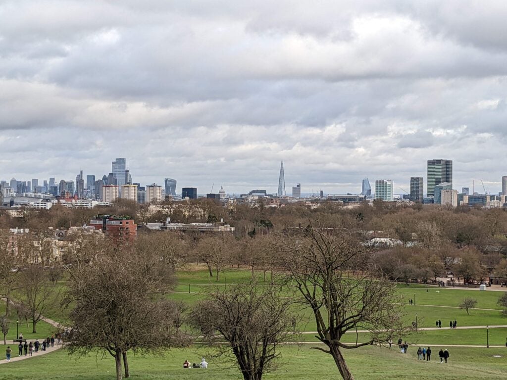 The view of London from Primrose Hill, the latest of my walks around the city.