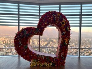 View of Santiago and the Andes from the top of the Sky Costanera 