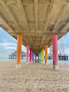 An image under the pier at Scheveningen Beach