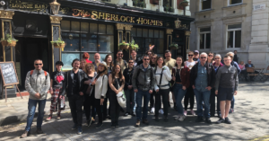 Group on walking tour in Brussels, Belgium.