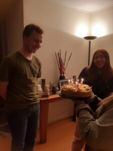 Global ambassador Jordan Matkin blowing out candles on his birthday.