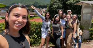 A group of female students take a selfie
