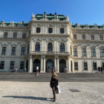 Gillian in front of the Belvedere Palace in Austria