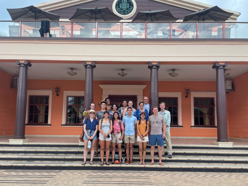 Group in front of University of San Francisco Quito in Puerto Moreno