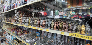 Statues of a boy peeing (the Mannekin Pis) are sold for two euros in a souvenir shop in Brussels, Belgium