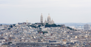 Montmartre sits on top of a hill in Paris's 18th arrandissement