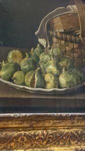 A close-up photo of Still Life with Figs by Luis Melendez