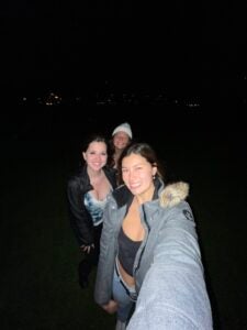 Ashley and two friends take a selfie at the Fire Festival in Edinburgh