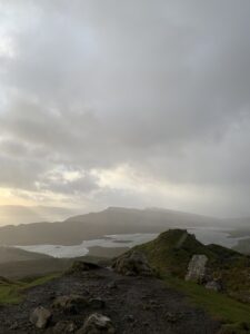 A cloudy view overlooking the Isle of Skye