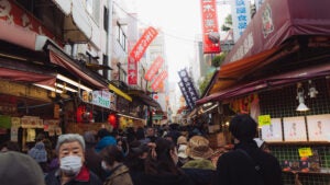 People gather in Ameyoko plaza