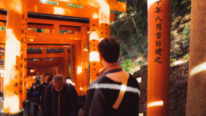 The vermilion torii of the Fushimi Inari Shrine in Kyoto