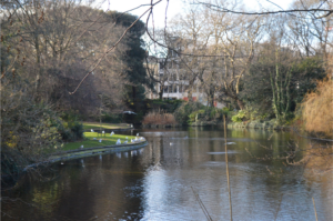 St. Stephen's Green lake in Ireland on a sunny day