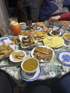A table full of food to enjoy after fasting for a full day during Ramadan