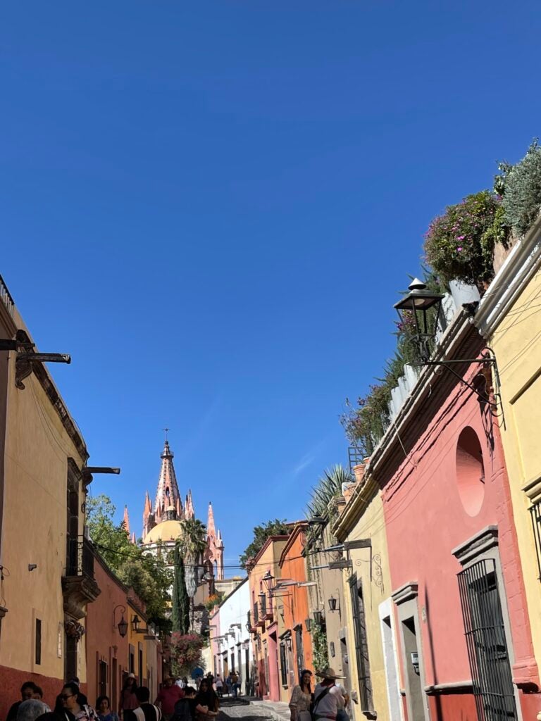 Colorful buildings on an old, historic street