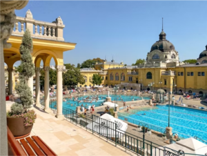 Outdoor thermal baths in Budapest, Hungary