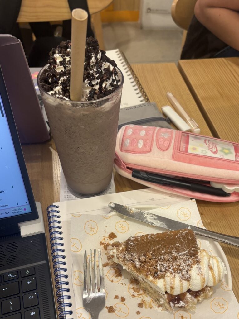 Studying at a café