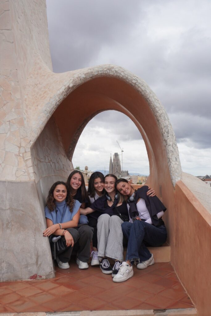 With friends at La Pedrera by Gaudí in Barcelona 