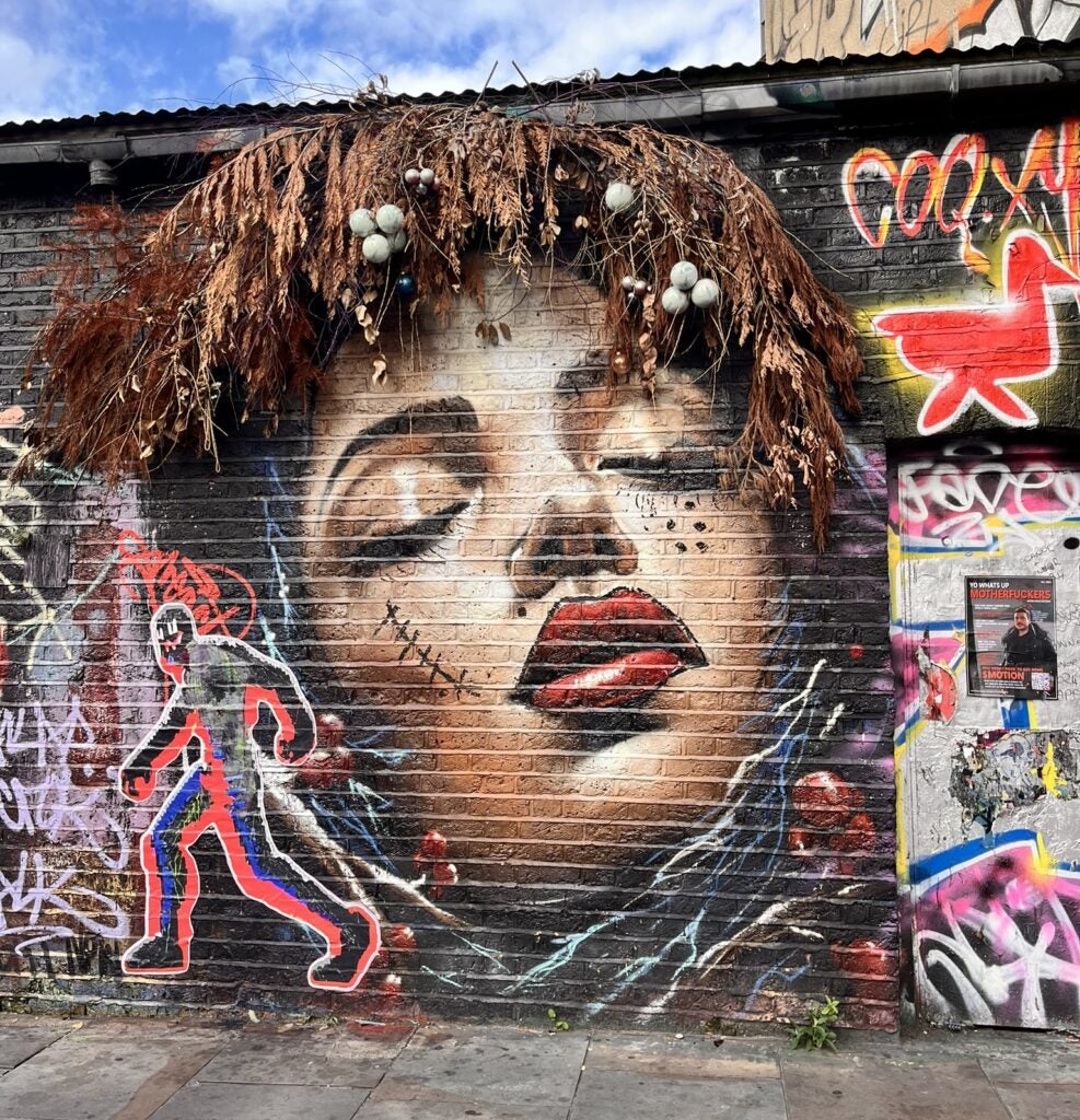 Brick Lane, a shopping road lined with vibrant street art