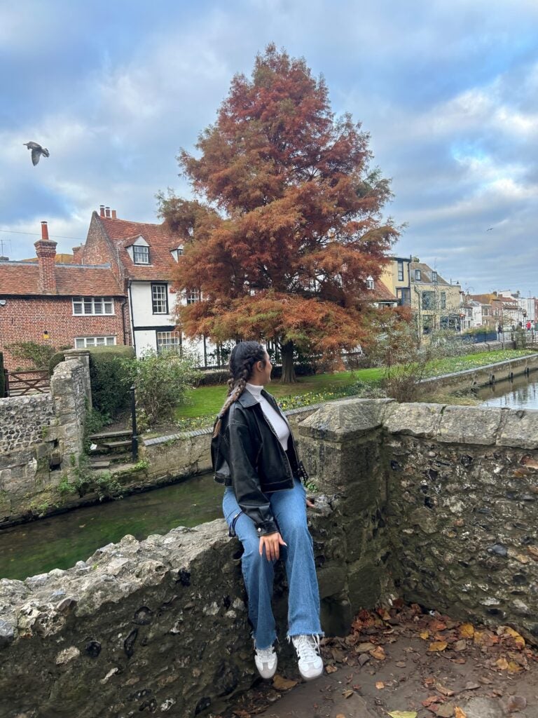 Admiring a canal in West Gates, Canterbury