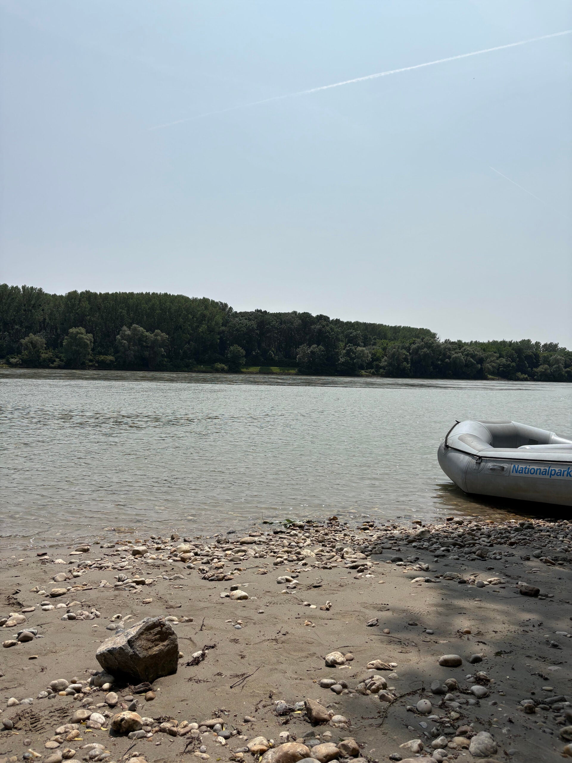Raft on Danube riverbank