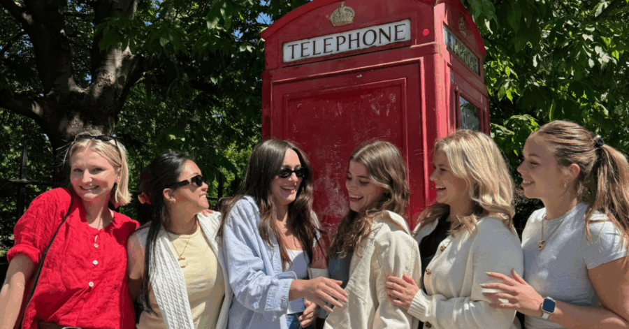 infront of telephone booth