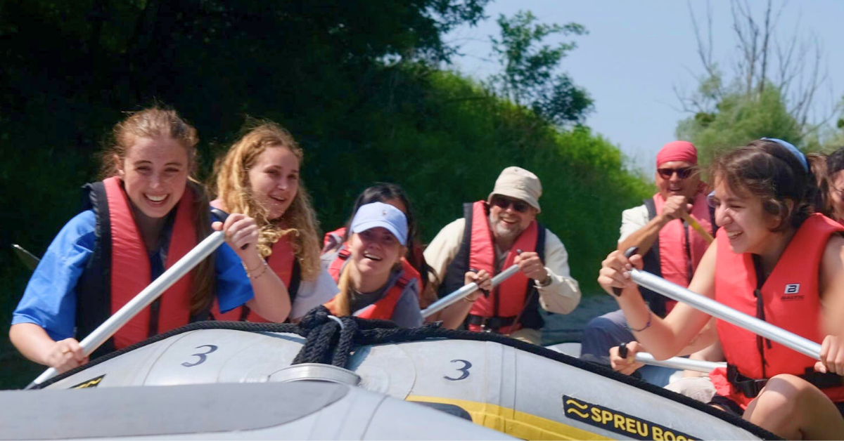 Rafting with classmates in the Danube River