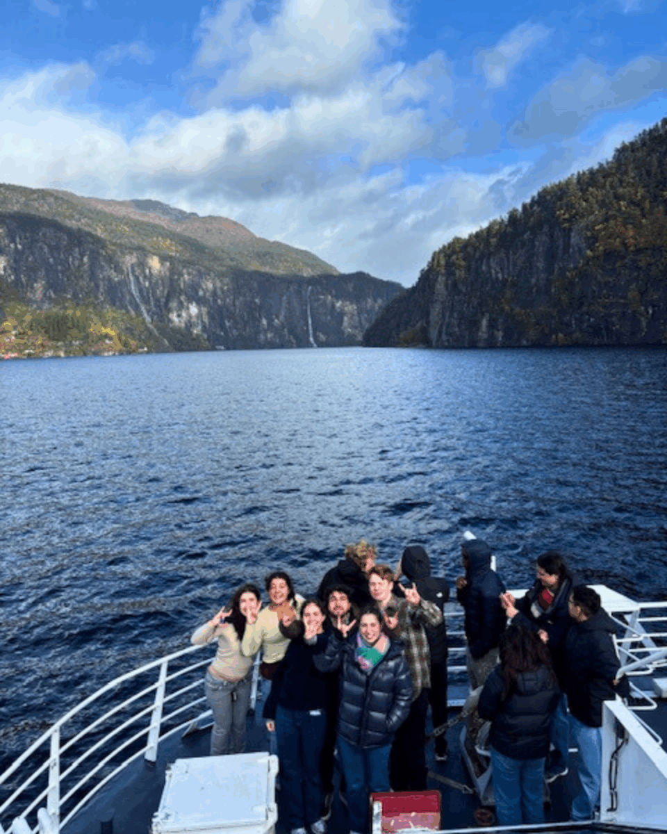 Ava and friends on a boat