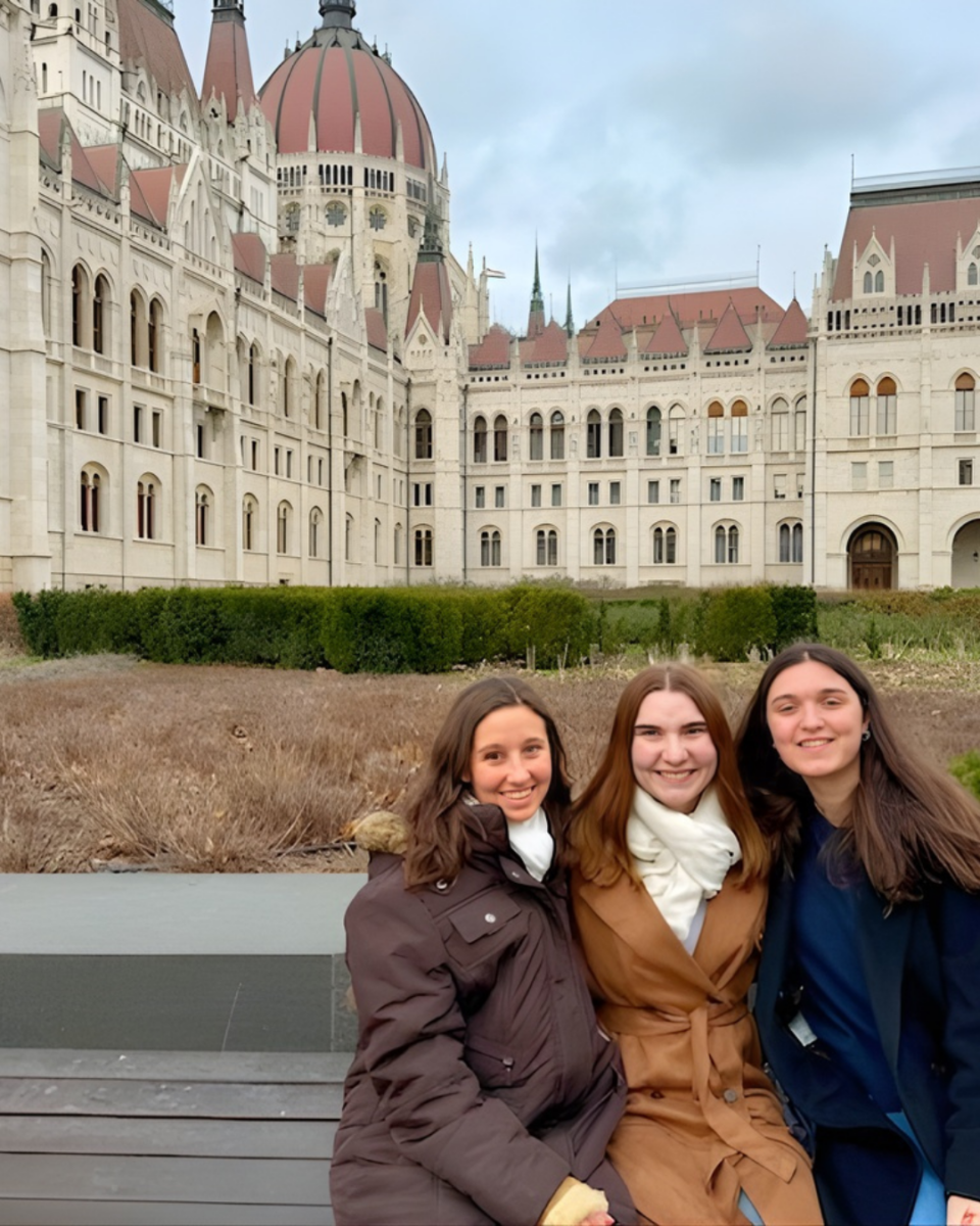 The Hungarian Parliament Building in Budapest sits along the Danube River and is one of the largest parliament buildings in the world. 