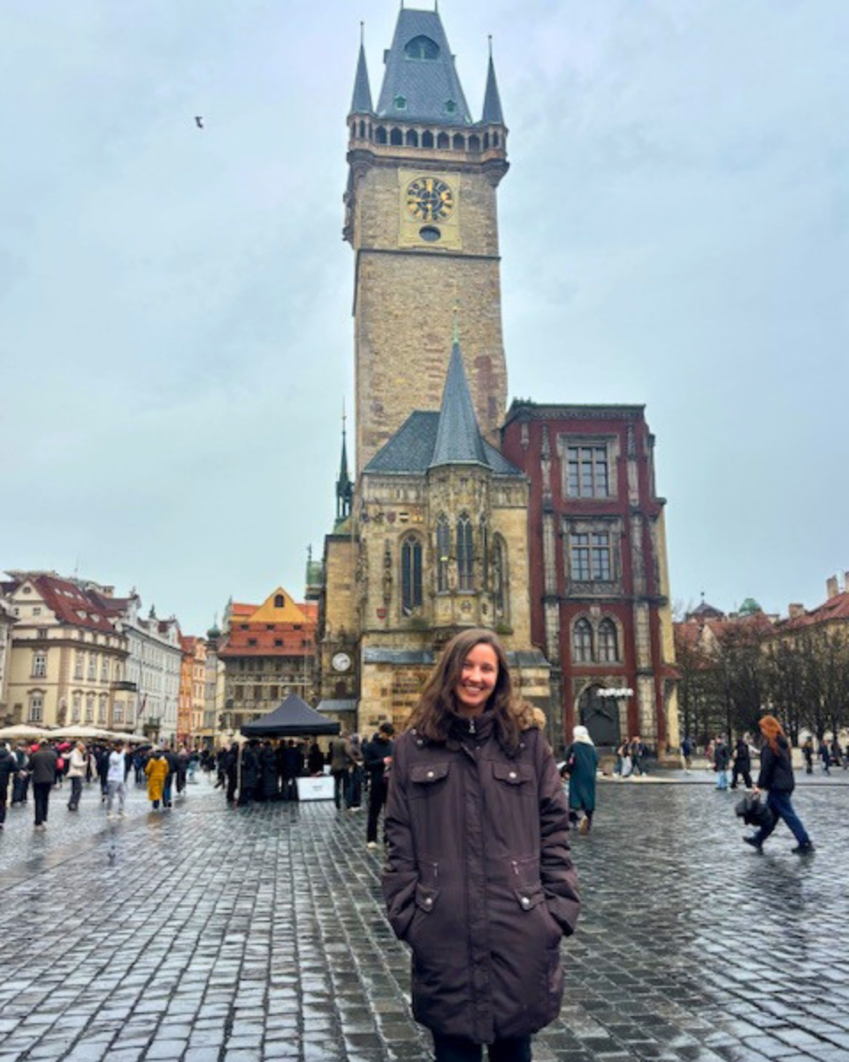 Old Town Square in Prague, Czech Republic, is surrounded by Gothic and Baroque architecture, including the famous Astronomical Clock.