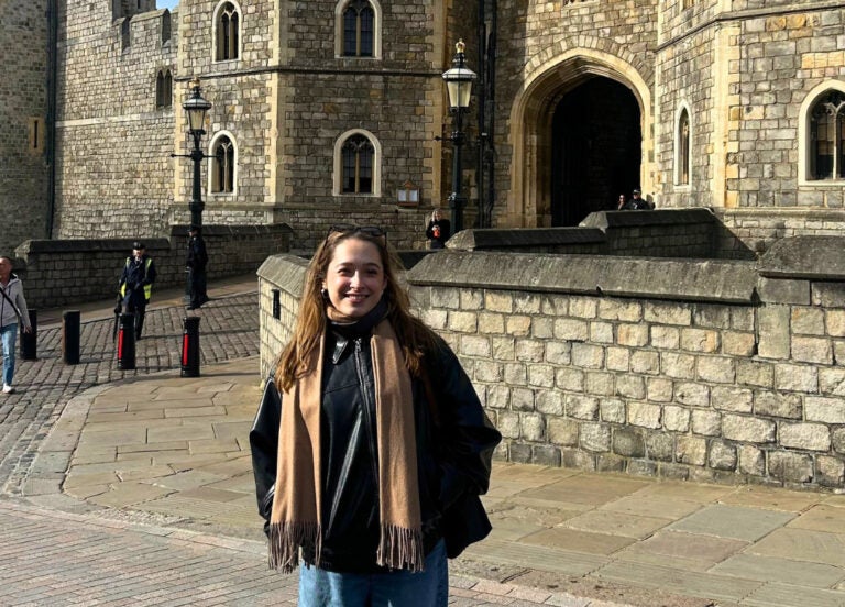 Posing in front of Windsor Castle in London, England